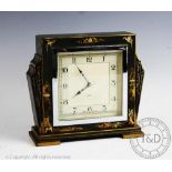 An Art Deco Smith eight day Chinoiserie mantel clock,