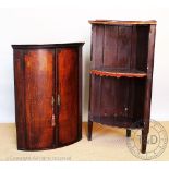 A George III oak bow front corner cupboard, with fluted detailing, 97cm H x71cm W,
