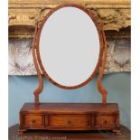 A George III style walnut toilet mirror, later 20th century,