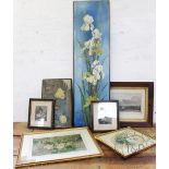 A selection of 19th century and later decorative prints, watercolours etc,