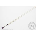 An amethyst set lavalier necklace,