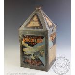 A vintage 'Aero De Luxe' 5 gallon Motor Oil can,