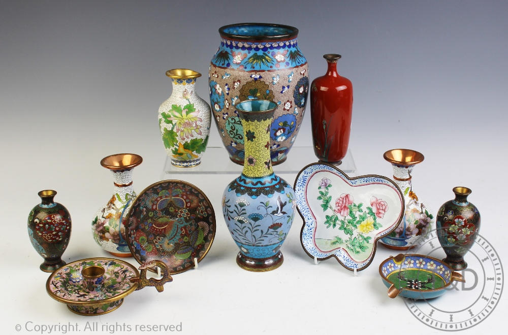 A collection of Japanese cloisonne items, c1900 and later,