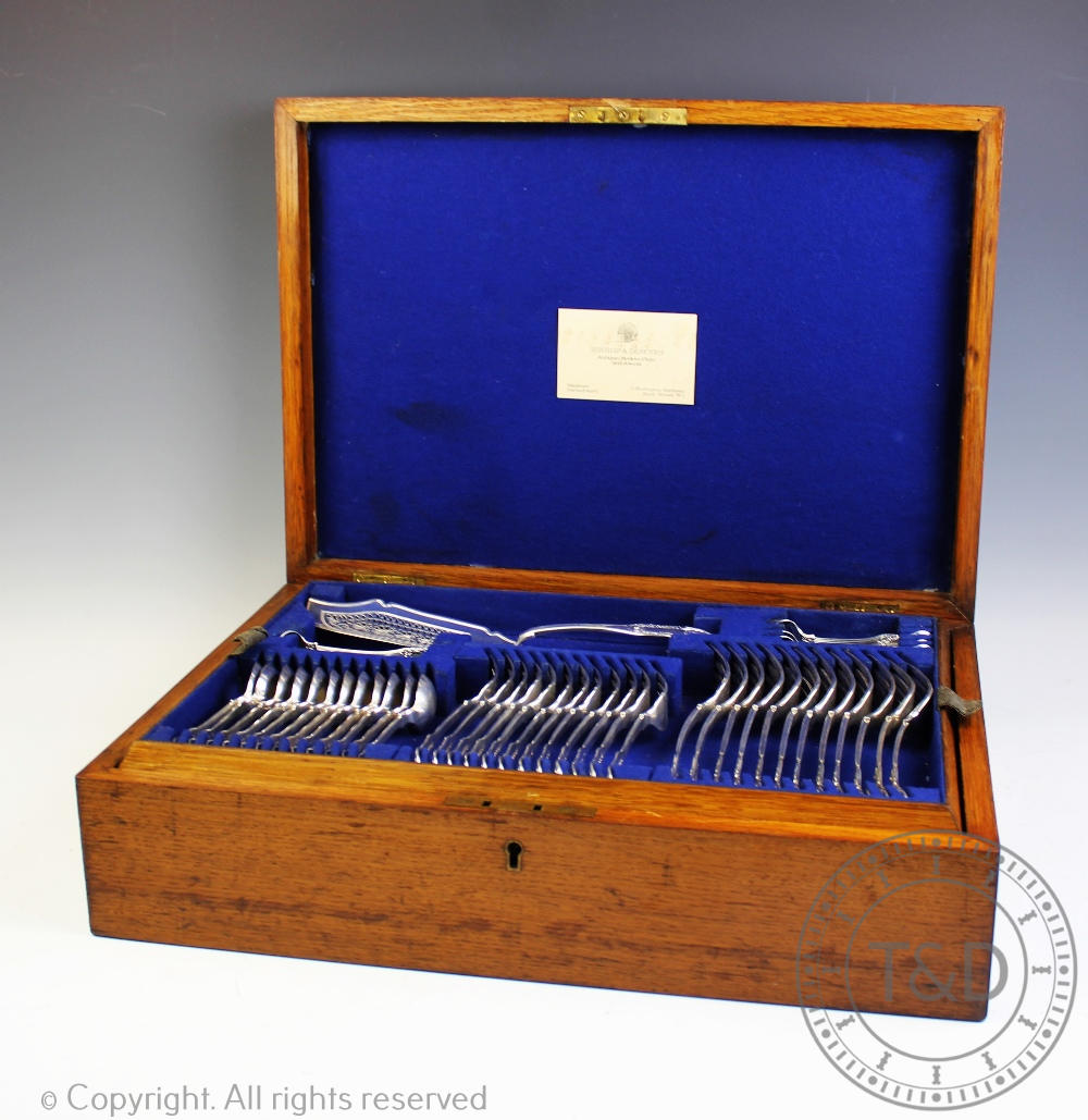 A predominately George IV Scottish silver Kings pattern canteen of cutlery, - Image 2 of 4