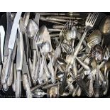 A very large collection of assorted silver plated and white metal flatware,