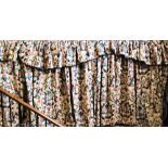 A pair of line foliate pattern curtains, 248cm drop x 184cm wide,