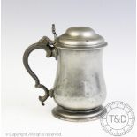 An 18th century pewter dome topped tankard by Robert Bush & Co of Bristol, c1790, 14.