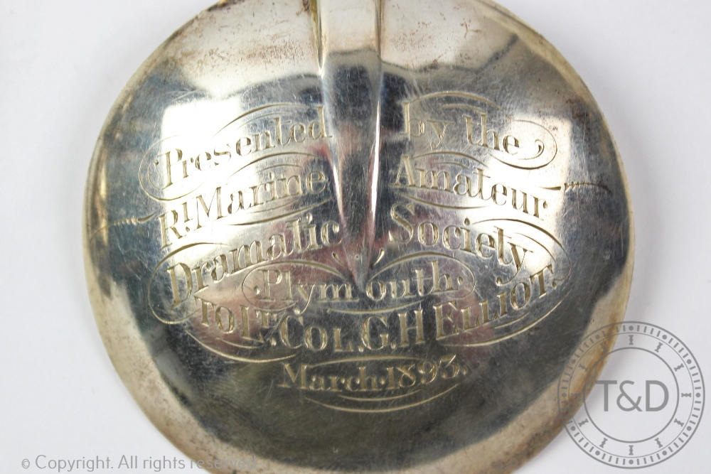 Military interest; A cased pair of silver Apostle serving spoons and a sugar sifter, Martin, - Image 3 of 5