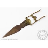 An Indian Katar push dagger, of typical form with double edged tapered blade,