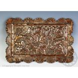 An Art Nouveau copper Horticultural interest presentation tray,