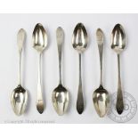 A set of six 18th century Irish provincial silver spoons, John Nicholson, Cork,