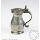 A late 18th century pewter lidded measure, probably Gill, c1780,