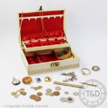 A box containing an assortment of vintage and costume jewellery, to include; a single strand,