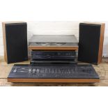 A selection of Bang and Olufsen hi-fi, compriging a B&O Beomaster 3400, a B&O tape deck type 6212,