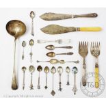 A selection of assorted silver and silver plated to include two late 18th century teaspoons,
