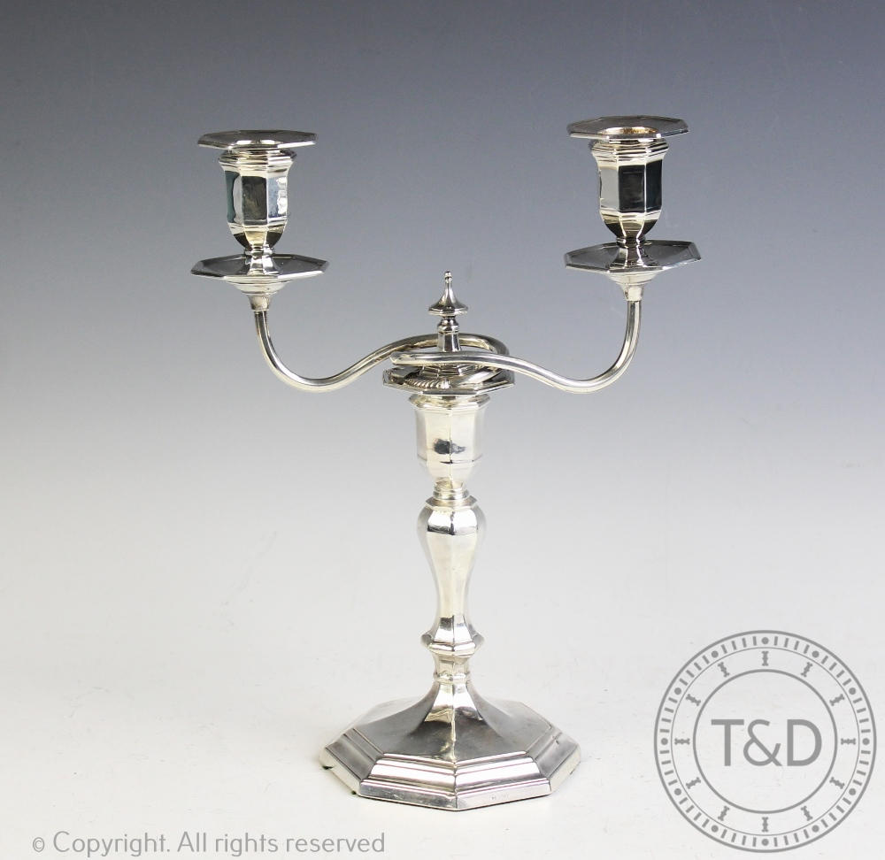 A silver candelabrum, Hawksworth Eyre & Co Ltd, Sheffield 1897,