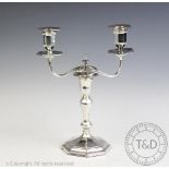 A silver candelabrum, Hawksworth Eyre & Co Ltd, Sheffield 1897,