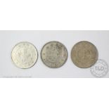 Three Chinese silver 50 cent coins, from Yunnan Province,