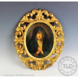 Italian School - 19th century, Lacquered image on board, Portrait of the Virgin Mary,