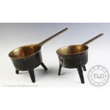 Two 18th century bronze skillets,