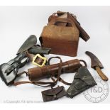 An early 20th century tan leather ammunition case,