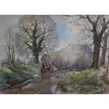 Felix Greene?, Watercolour, Hunting scene, Signed, 36.5cm x 50.