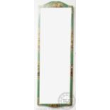 A green chinoiserie rectangular wall mirror, with bevelled plate,