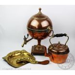 An Art Nouveau brass crumb scoop and pan,
