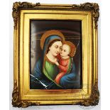 A 19th century KPM porcelain plaque painted with the Virgin Mary and infant Christ 21cm x 16cm,
