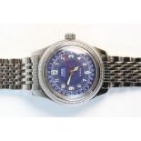 A gentlemans stainless steel Oris 'Big Crown' Automatic wrist watch, blue dial with Arabic numeral,