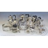 A selection of silver plated items, to include a hip flask with cup base, 12cm, a small dinner gong,