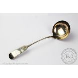 A George III silver ladle, John Pittar, Dublin 1808, fiddle pattern with engraved crest,