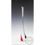 A Svaja Scarlett Orchid bottle vase, the tall tapering vase with red and black flashed detail,