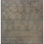 A 19th century Welsh needlework sampler, worked by Gwen Bynner Llanfyllin School, no date, 36.