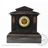 A Victorian marble and slate eight date mantel clock,