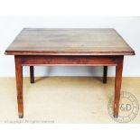 A late Victorian oak and pitch pine Welsh farmhouse kitchen table,