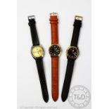 Three Seiko 5 Automatic wristwatches, each with day/date aperture,