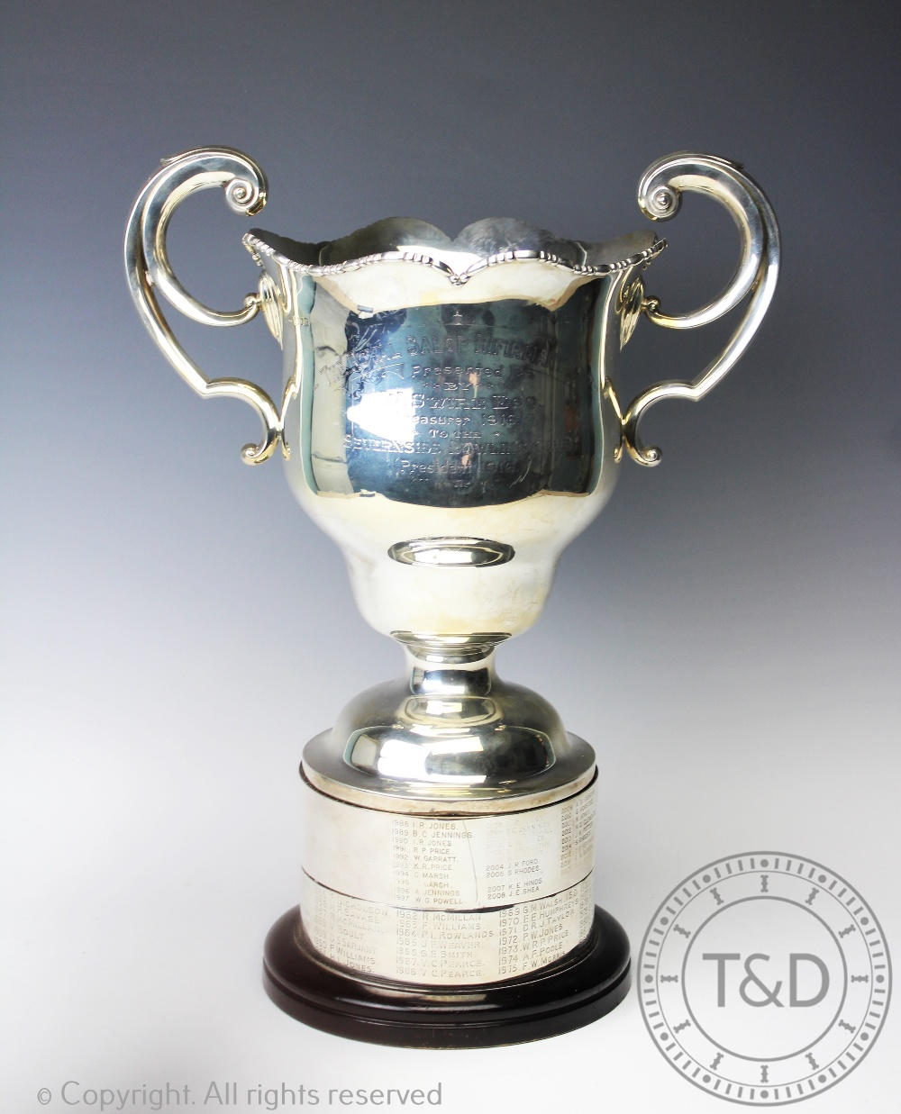 'The Royal Salop Infirmary Cup', a large George V two handled silver trophy, Robinson & Co,