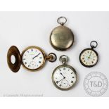 A Thomas Russell and Sons gold plated, half hunter pocket watch,