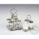 A James Dixon & Sons silver plated egg cruet stand,