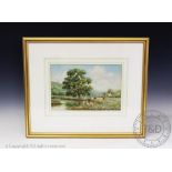 English School - 19th century, Watercolour, River scene with cattle watering, Unsigned, 19.