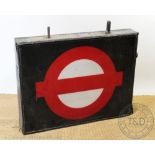 A mid 20th century perspex and iron double sided London Underground illuminated sign,