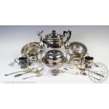 A selection of silver plated items to include a muffin dish and cover, 12cm high,