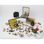 A selection of military items, to include a 1914 Christmas Tin, two aeroplane cockpit clocks,