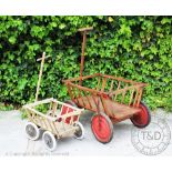 A Vintage dog cart, stamped 'Gluco', 59cm H x 90cm W x 73cm D,