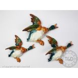 A graduated set of three Beswick duck wall plaques, model numbers 596-0, 29.