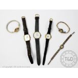 A collection of six assorted ladies and gents wristwatches,