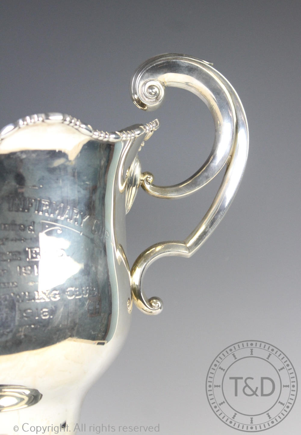 'The Royal Salop Infirmary Cup', a large George V two handled silver trophy, Robinson & Co, - Image 2 of 4