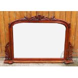 A modern Victorian style overmantle mirror, with foliate detailing, 101cm H x 148cm W,