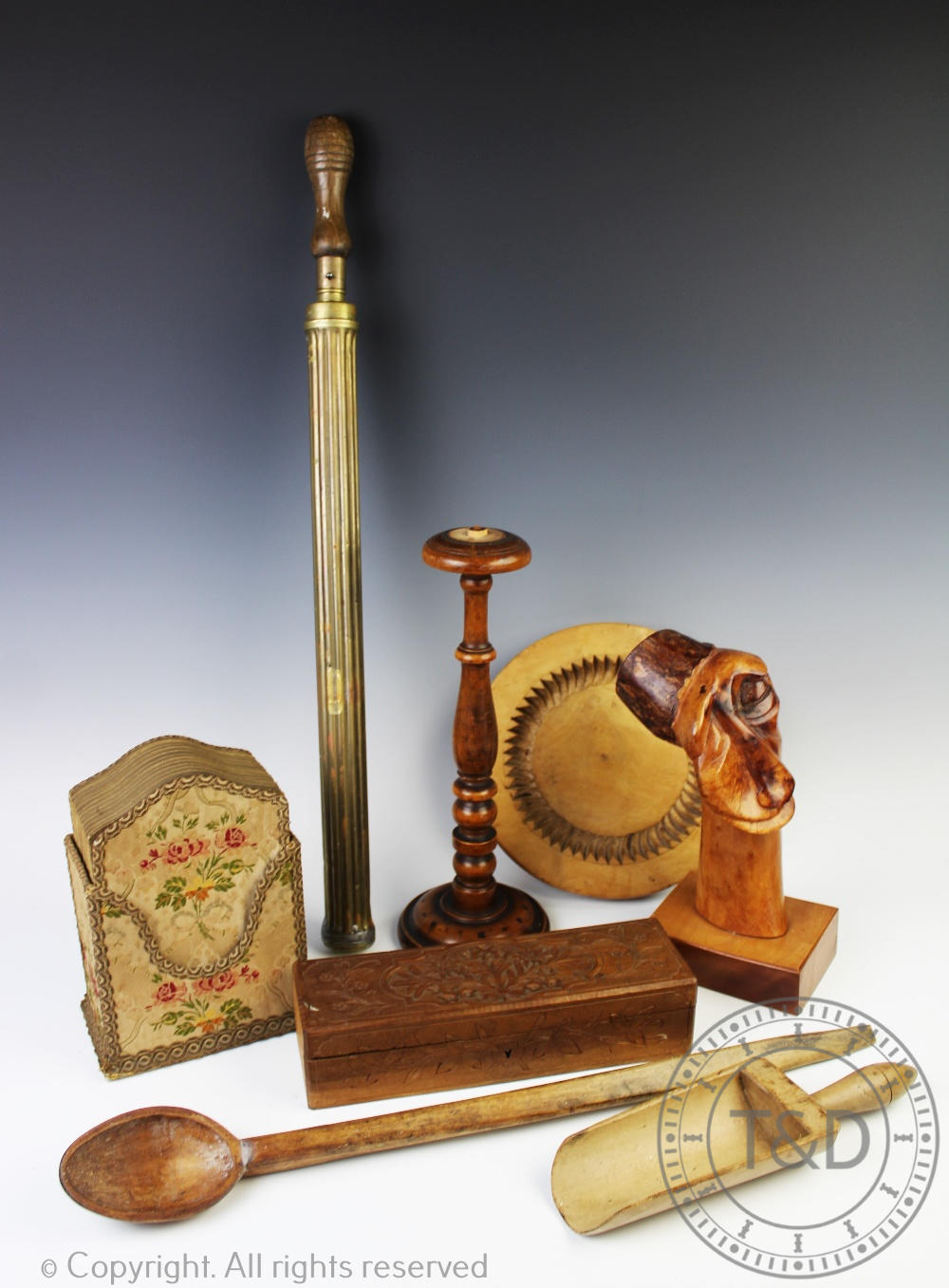 A selection of 19th century and later treen, to include; a bread coaster, 24.